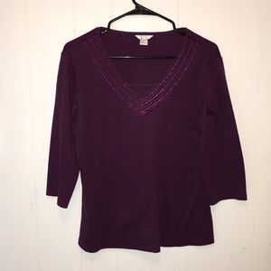 3/4 sleeve Purple Dress Shirt